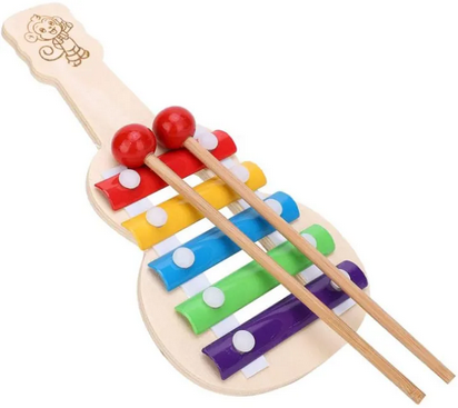 Wooden Xylophone Guitar Shaped Musical Toy - Kinder Kreato