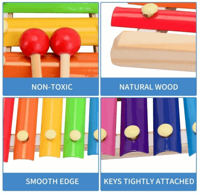 Wooden Xylophone Guitar Shaped Musical Toy - Kinder Kreato