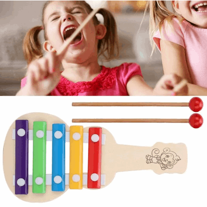 Wooden Xylophone Guitar Shaped Musical Toy - Kinder Kreato