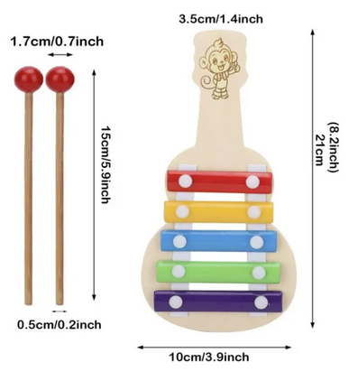 Wooden Xylophone Guitar Shaped Musical Toy - Kinder Kreato