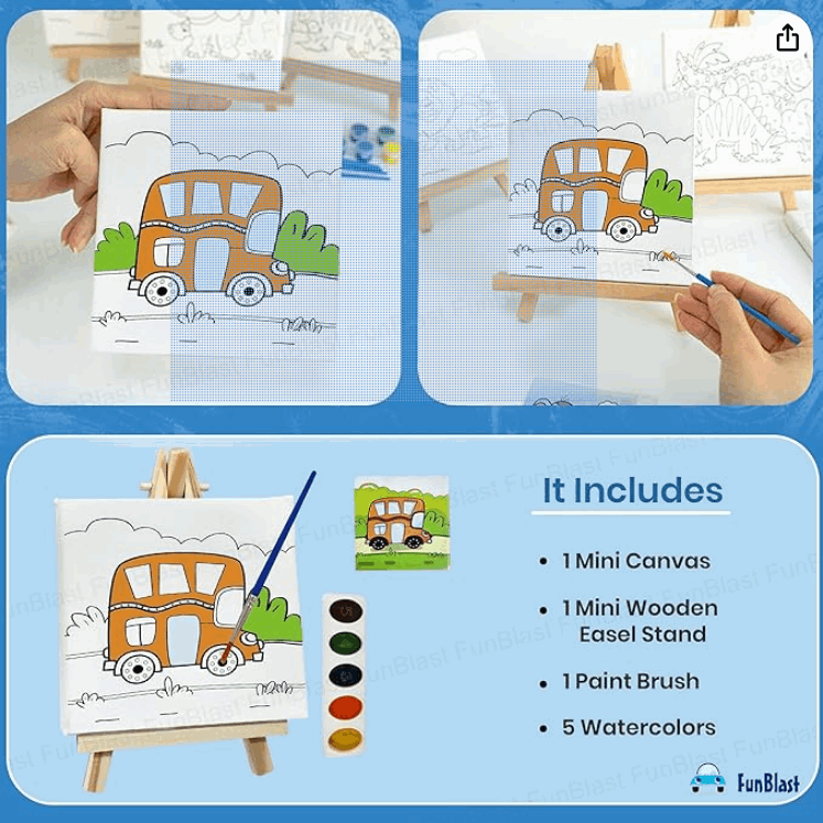 DIY Canvas Painting Kit With Mini Easel Stand - Kinder Kreato