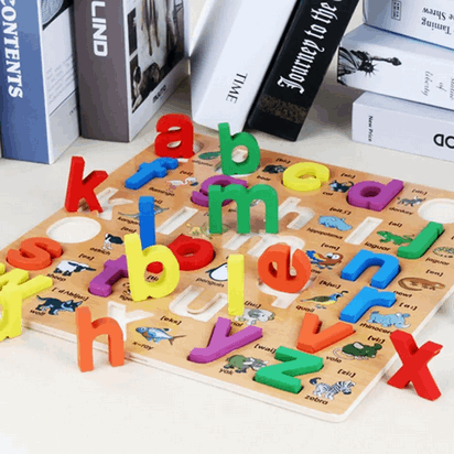 Wooden ABC Puzzle set with Shapes for kids - Kinder Kreato