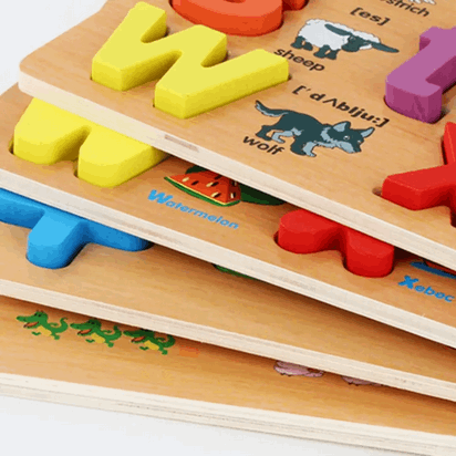 Wooden ABC Puzzle set with Shapes for kids - Kinder Kreato