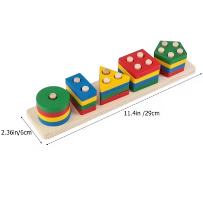 Wooden Shape Sorting Puzzle Toddler Montessori Toy - Kinder Kreato