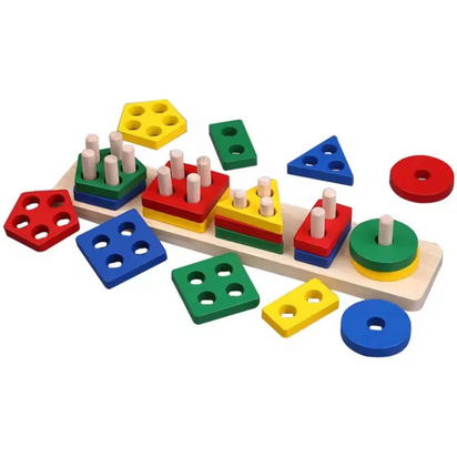 Wooden Shape Sorting Puzzle Toddler Montessori Toy - Kinder Kreato