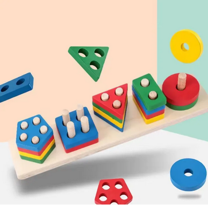 Wooden Shape Sorting Puzzle Toddler Montessori Toy - Kinder Kreato
