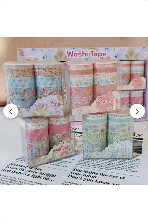 Washi Tape Set – 10 Rolls Pastels (2m Each)