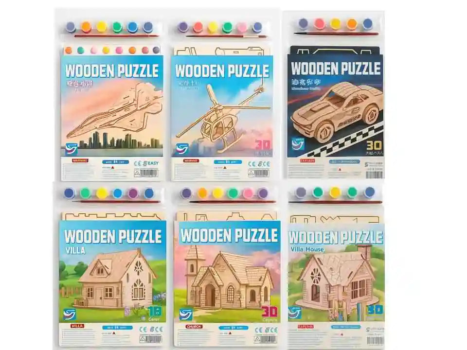 Wooden Puzzle Painting Kit for Kids – DIY Color & Learn Educational Puzzle Toy - Kinder Kreato