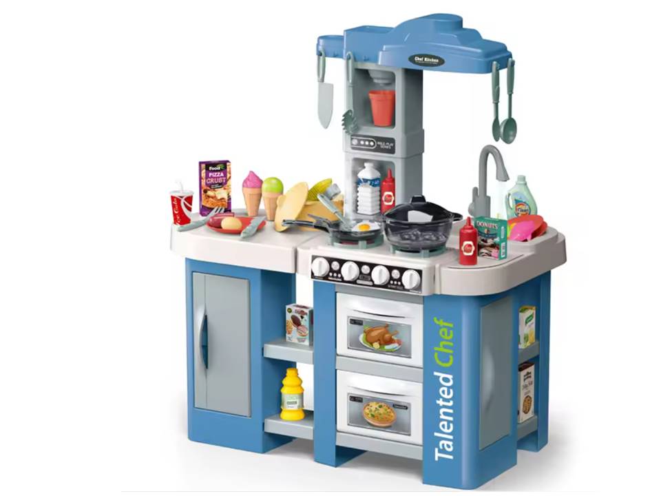 72 Pcs Talented Chef Kitchen Set for Kids | Play Kitchen with Music, Light, Sound, Spray & Boiling Effects - Kinder Kreato