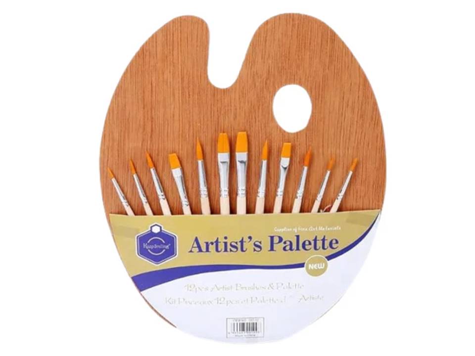 img Professional Artist Brush Set – 12 Paint Brushes with 1 Color Mixing Palette