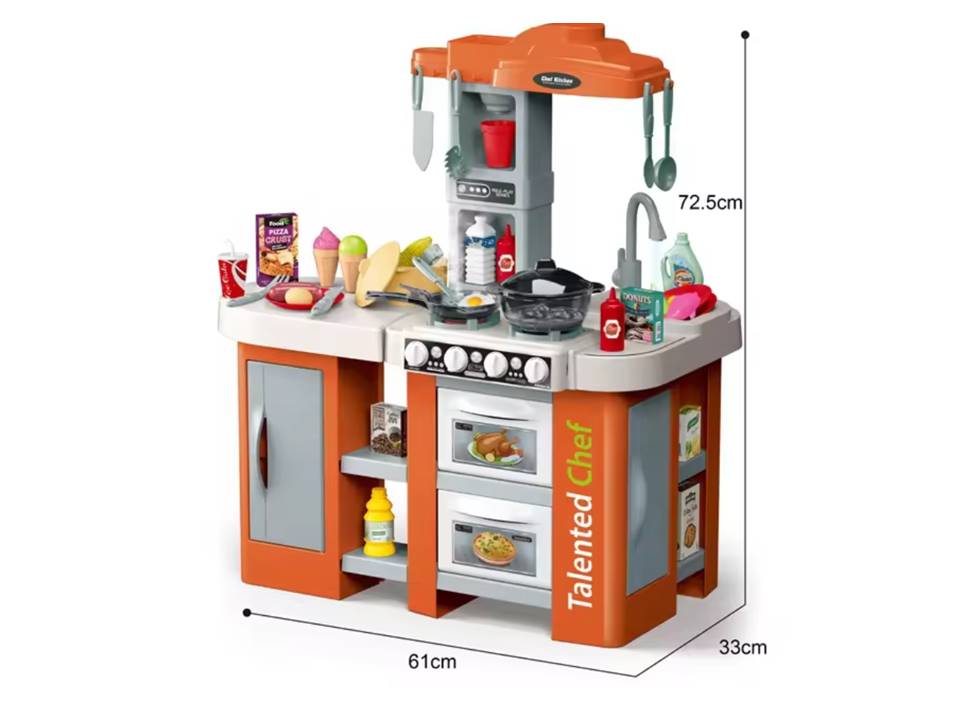 72 Pcs Talented Chef Kitchen Set for Kids | Play Kitchen with Music, Light, Sound, Spray & Boiling Effects - Kinder Kreato