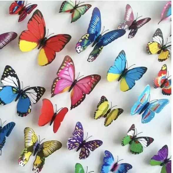 12PCS 3D PVC Butterfly Wall Stickers – Magnetic Decoration