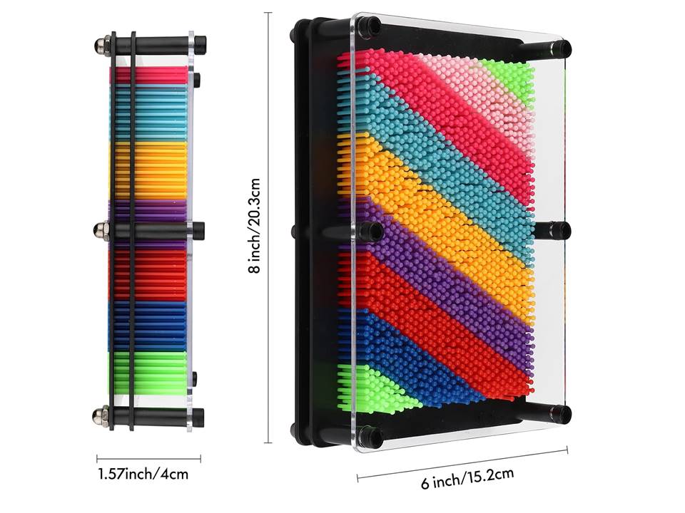 3D Pin Art Board Toy – Large 6x8"Colorful Plastic Board - Kinder Kreato