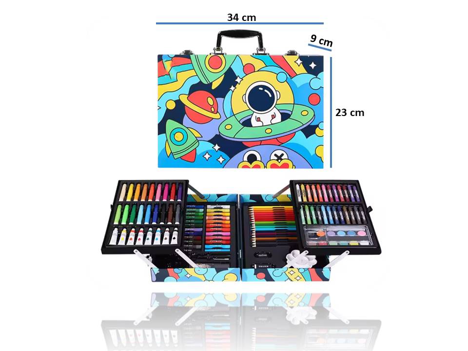 135 Pcs Kids Coloring Gift Box – Complete Drawing Art Set with Crayons, Color Pencils, Oil Pastels, Watercolors & More