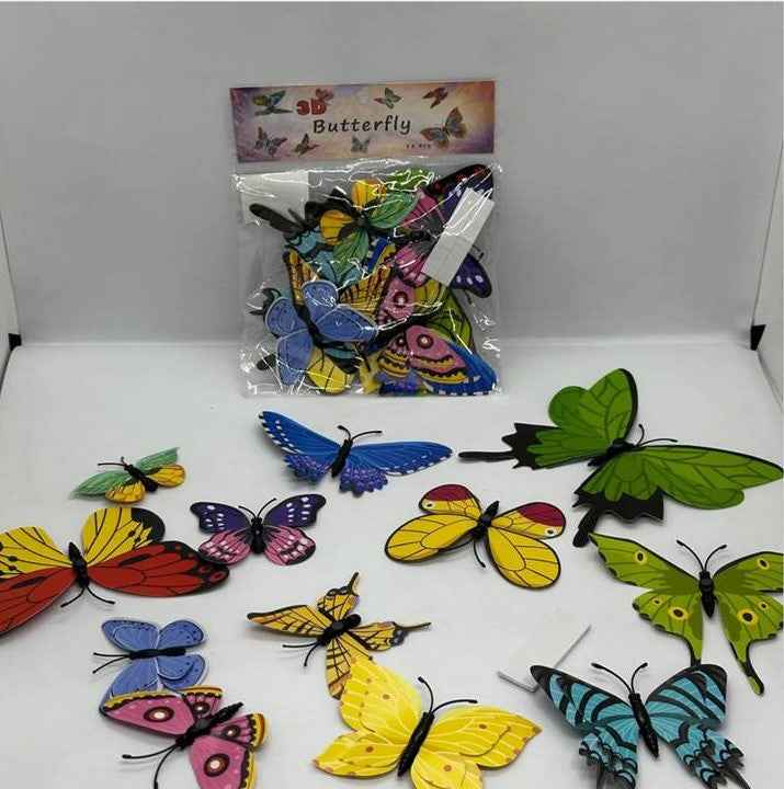 12PCS 3D PVC Butterfly Wall Stickers – Magnetic Decoration