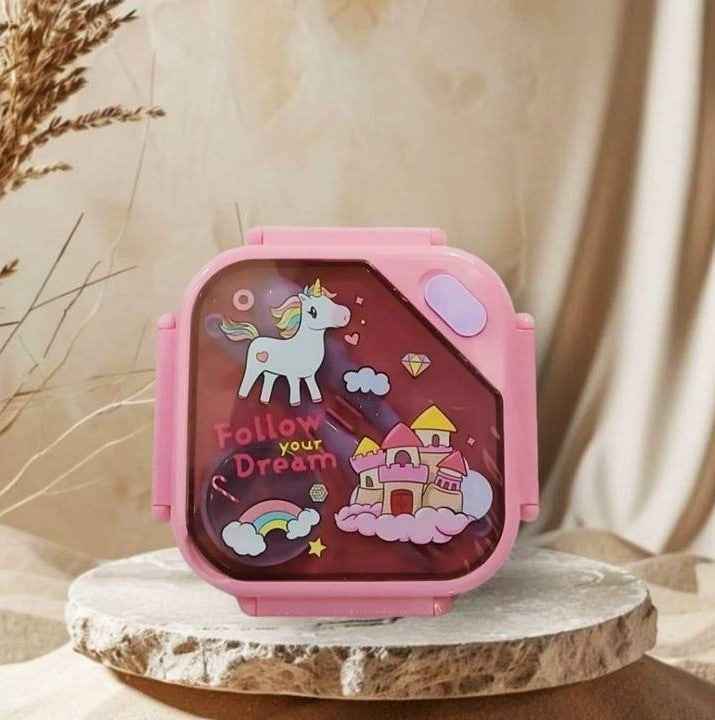 BPA-Free Square Lunch Box with Spoon, Fork & Sauce Box