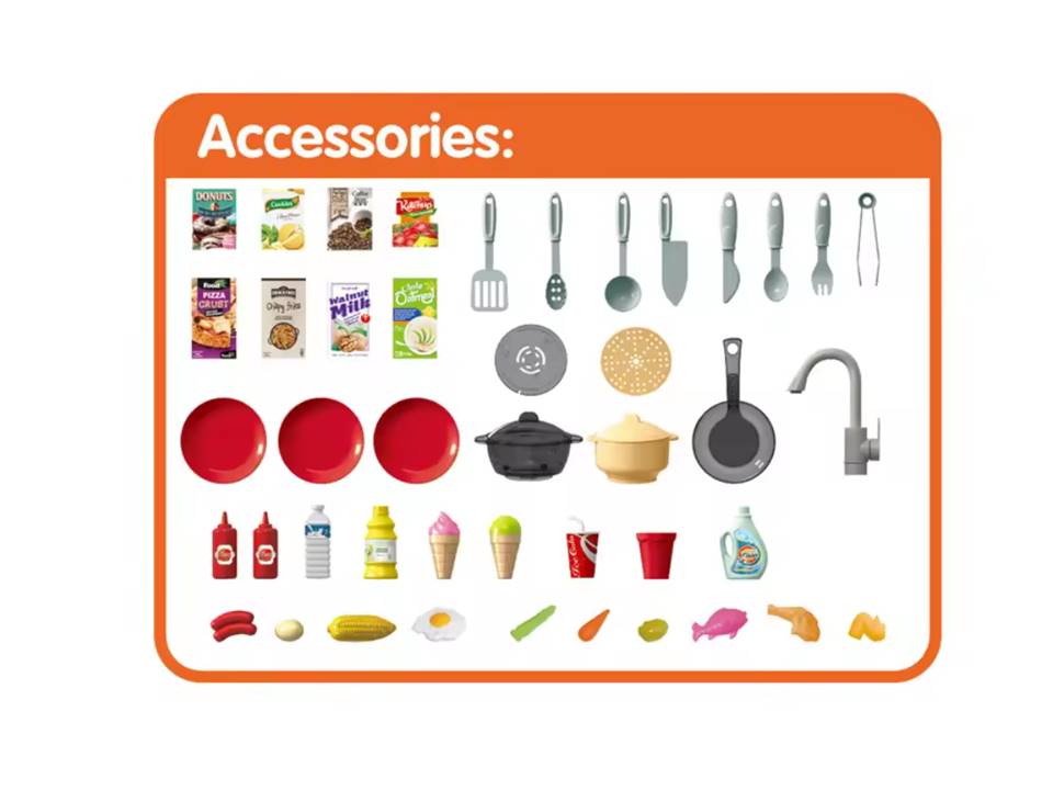 72 Pcs Talented Chef Kitchen Set for Kids | Play Kitchen with Music, Light, Sound, Spray & Boiling Effects - Kinder Kreato
