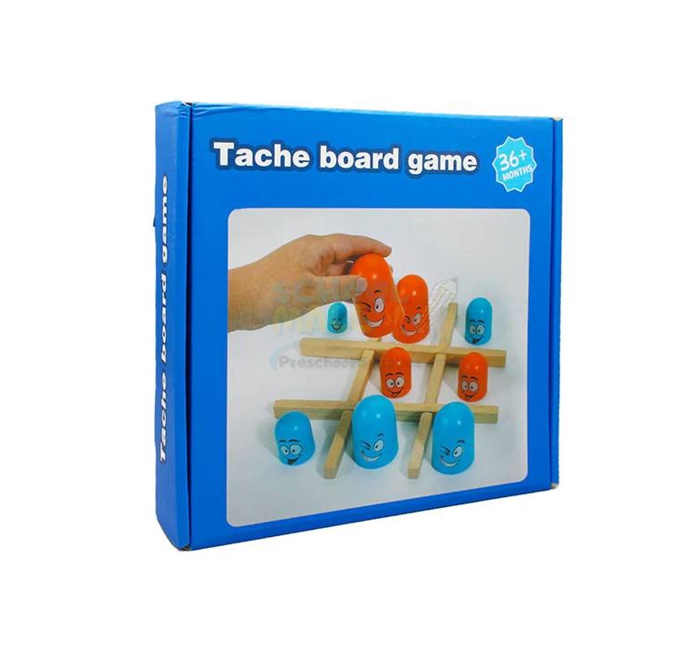 Wooden Emoji Tic Tac Toe Tache Board Game - Kinder Kreato