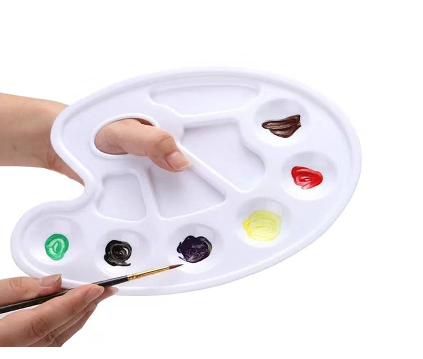 Complete Painting Set – 5 Canvas Boards + 6 Brush Set + 12 Acrylic Paints + Color Mixing Tray - Kinder Kreato