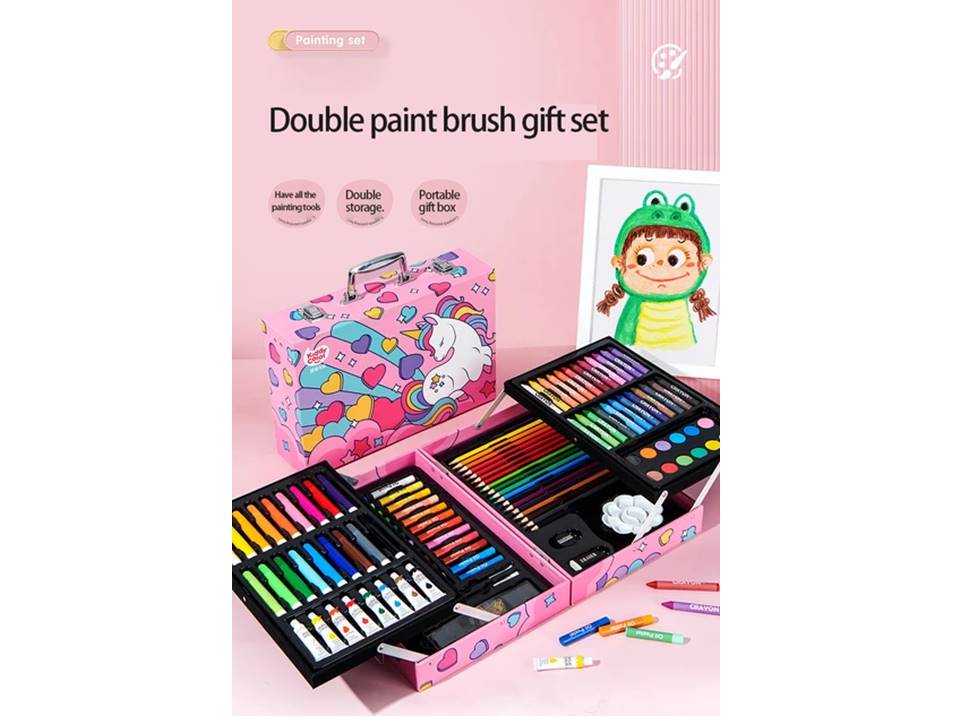 135 Pcs Kids Coloring Gift Box – Complete Drawing Art Set with Crayons, Color Pencils, Oil Pastels, Watercolors & More