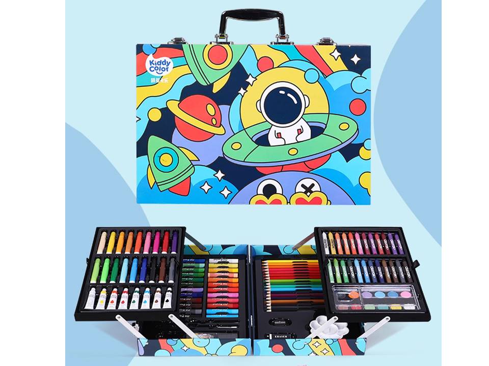 135 Pcs Kids Coloring Gift Box – Complete Drawing Art Set with Crayons, Color Pencils, Oil Pastels, Watercolors & More