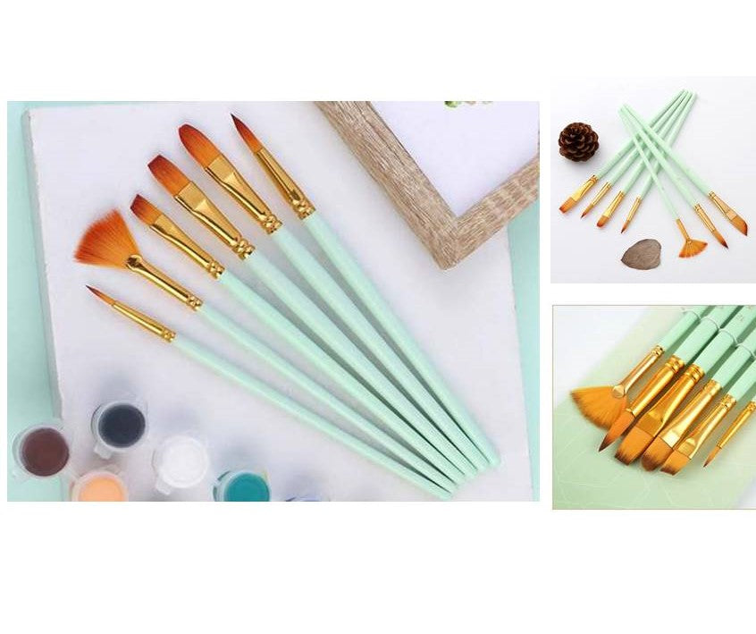 Complete Painting Set – 5 Canvas Boards + 6 Brush Set + 12 Acrylic Paints + Color Mixing Tray - Kinder Kreato