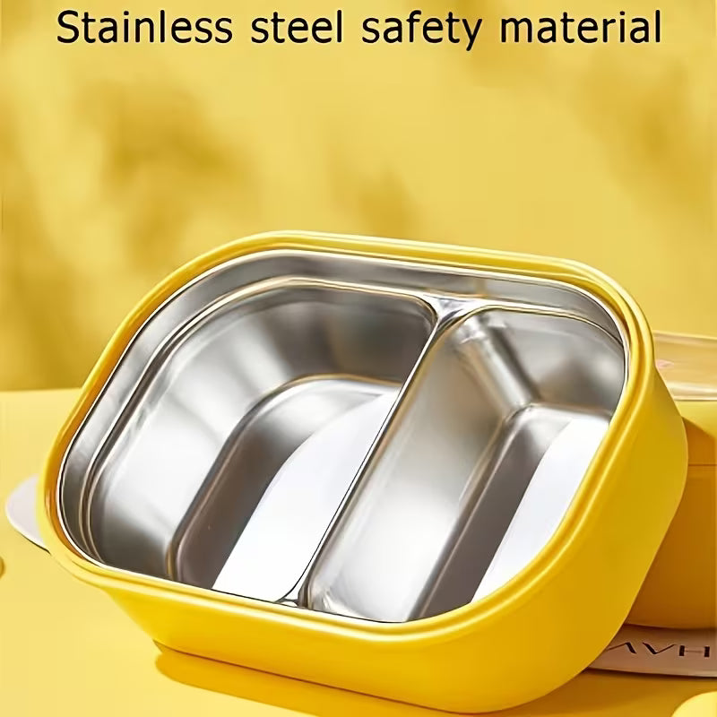 Stainless Steel Bento Box with Smiling Face Lid - Leakproof, Heat Insulated - Kinder Kreato