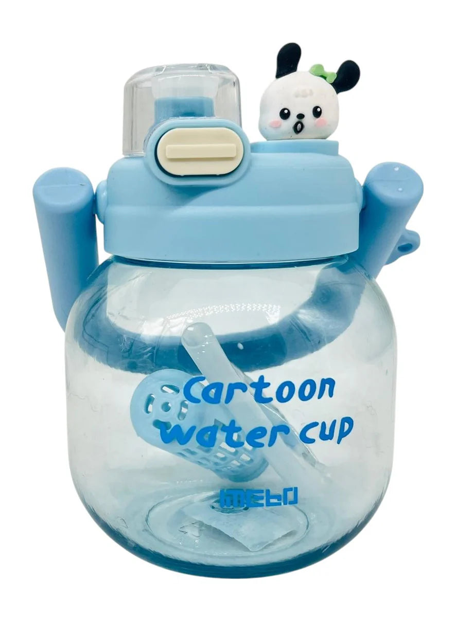 Tranparent Plastic Cartoon Water Bottle 800ml, Blue - Kinder Kreato