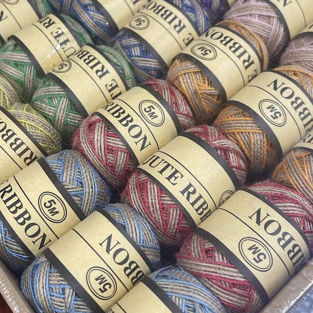 Set of 4 Jute Ribbon Rolls – 5mm (Assorted Colors) – 5 Meters - Kinder Kreato