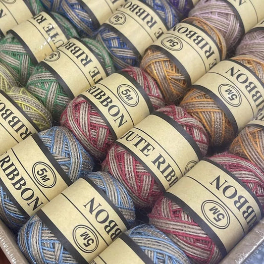 Set of 4 Jute Ribbon Rolls – 5mm (Assorted Colors) – 5 Meters - Kinder Kreato