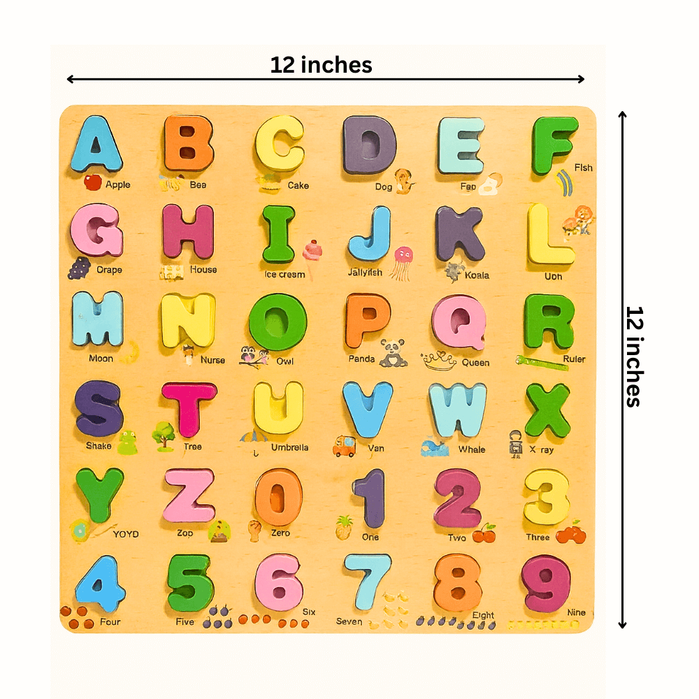 Wooden ABC Puzzle set with Shapes for kids - Kinder Kreato